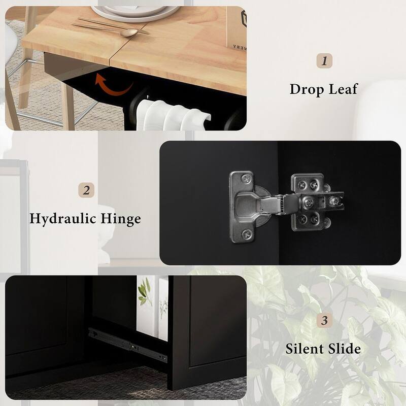 53.9 "W Modern Versatile Kitchen Island with Drop Leaf and 3 Drawer Cabinets