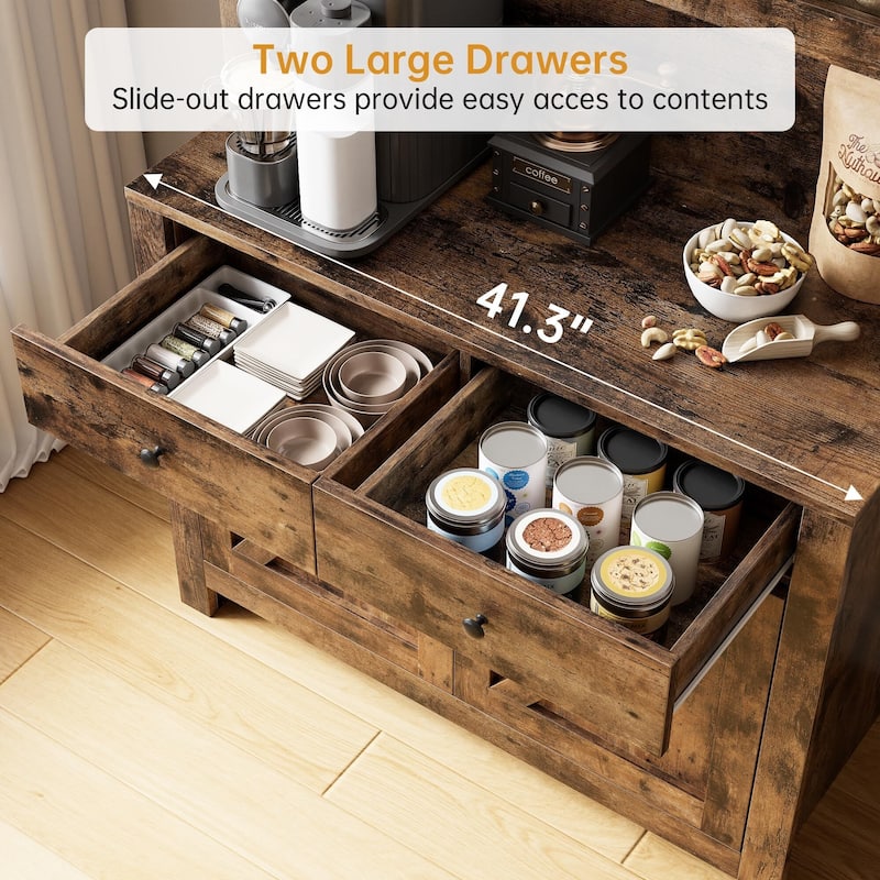 Kitchen Pantry Storage Cabinet with Microwave Stand & Coffee Bar Cabinet,Freestanding Hutch Cabinet with 4 Doors