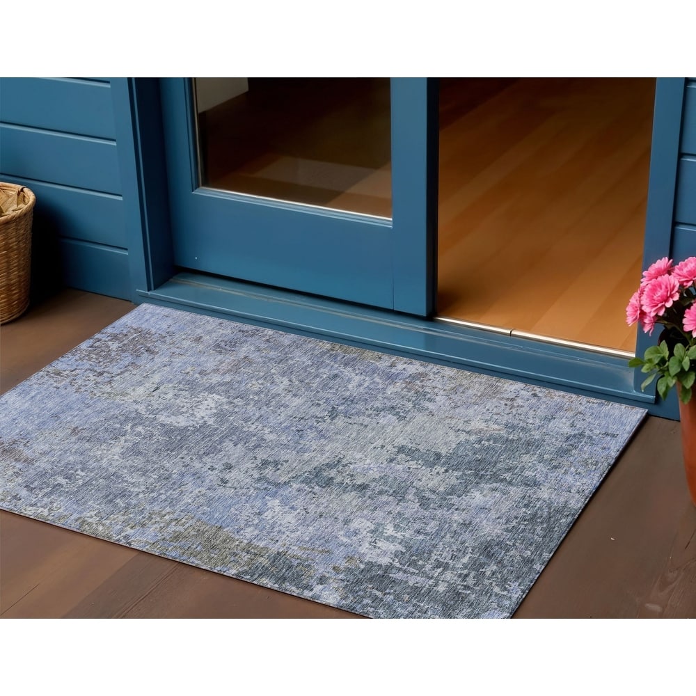 HomeRoots Abstract Transitional Rectangle Outdoor Rug