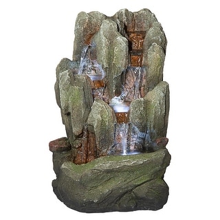 Design Toscano Lost Falls Cascading Waterfall Illuminated Tabletop Fountain
