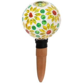 Sunnydaze Mosaic Glass Plant Watering Bulb with Clay Spike