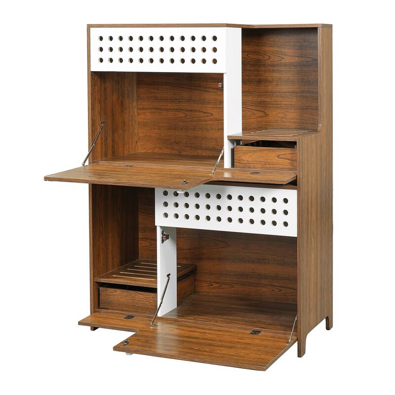 2-Piece of Modern 2 IN 1 Cat Furniture Set, Cat Litter Box Enclosure Side Table, Cat House with Storage