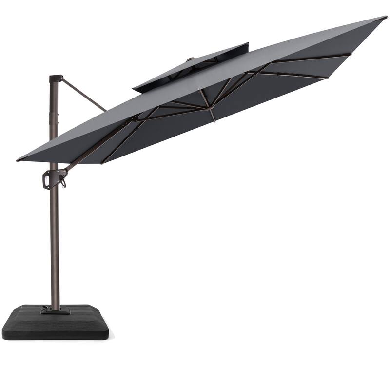 Outdoor Patio 10FT Square Cantilever Umbrella with 4-Piece Fillable Weighted Base