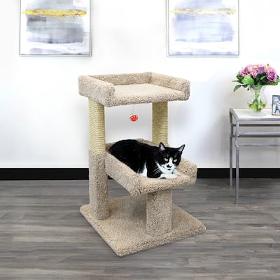 Sturdy Multi-Level Large Cat Play Perch with Spacious Platforms, Sisal Scratch Posts and Hanging Toy