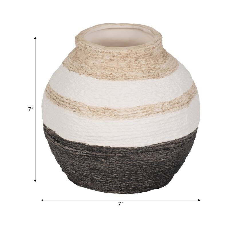 Sagebrook Home Striped Woven Textured Vase, Multi, Round