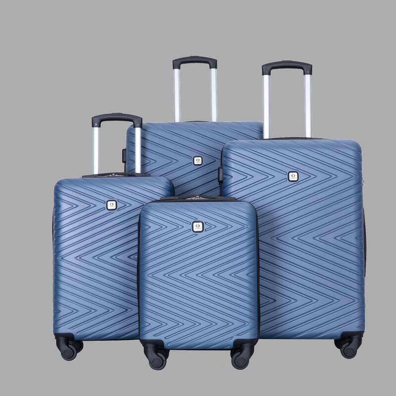 ABS 4-Piece Luggage Set with TSA Lock, Rotating Spinner Wheels, 16", 20", 24", 28" Suitcases for Travel