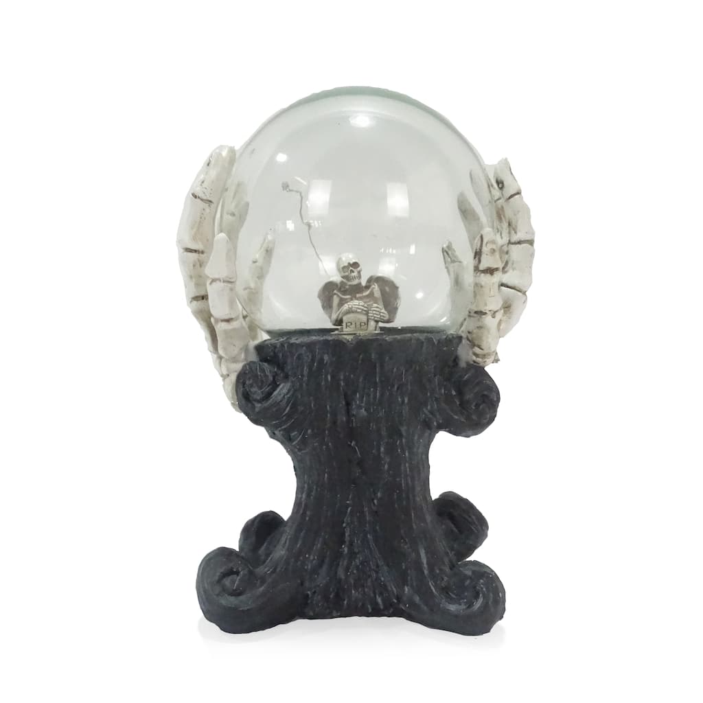 Skeleton Hands Holding Magic Ball w/Color Changing LED Lights - 6"L x 5"W x 9"H