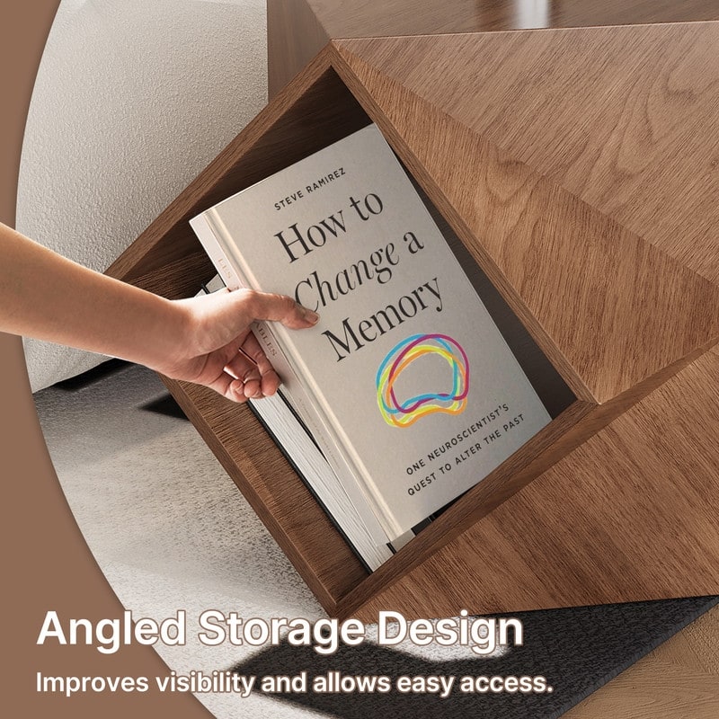 Polygonal Storage Art Side Table Modern Minimalist Wood-grain Sofa End Tables Creative 3d-shaped Living Room Storage Side Table