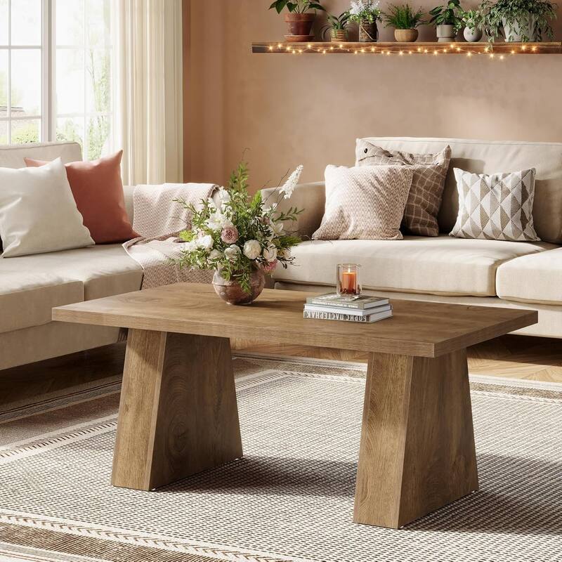 Farmhouse 47.2" Coffee Table, Rectangular Accent Cocktail Center Table For Living Room
