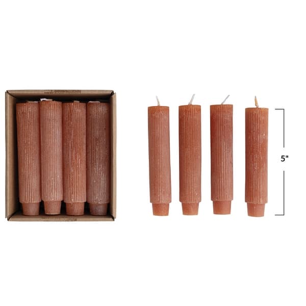 Unscented Pleated Taper Candles in Box - 1.0"L x 1.0"W x 4.8"H