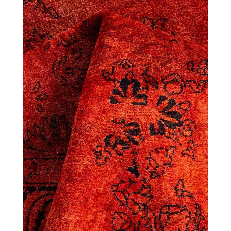 Overton Hand Knotted Wool Vintage Inspired Modern Contemporary Overdyed Red Area Rug - 4' 1" x 5' 10"