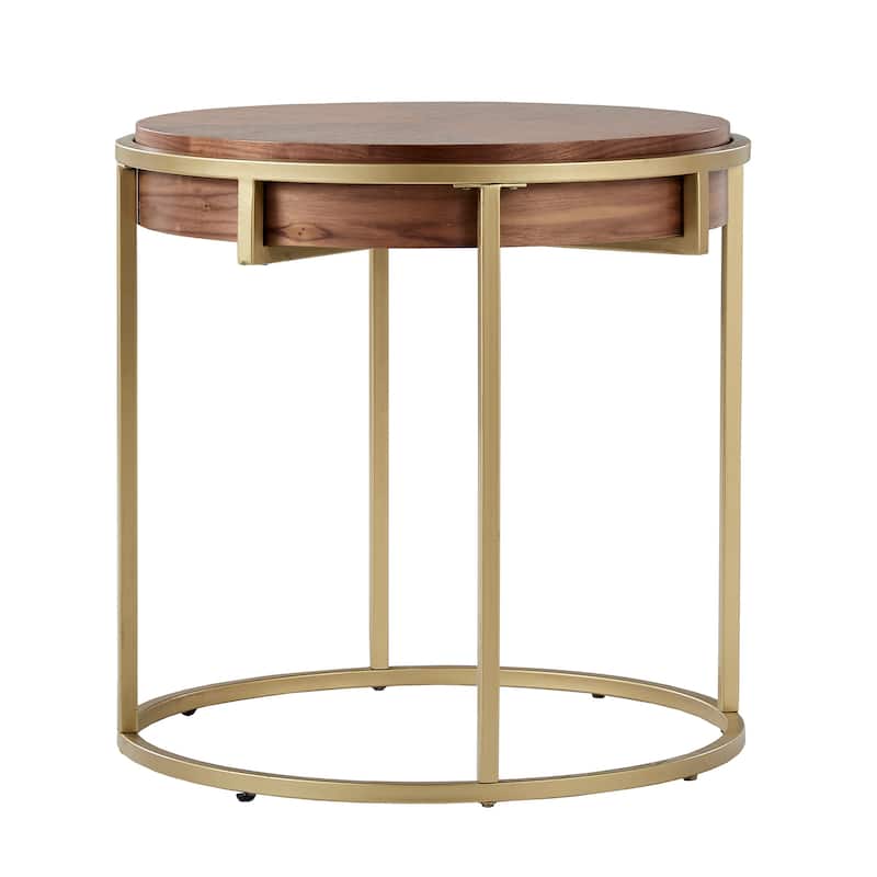 Cooke Round End Table with Metal Base from iNSPIRE Q Modern - Natural Finish