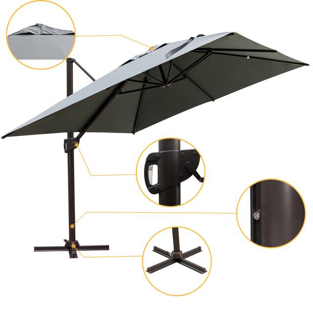 Patio Offset Cantilever Umbrella 10 ft Square Canopy Parasol Overstock 33864283