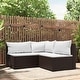 preview thumbnail 64 of 100, vidaXL Patio Corner Sofa with Cushions Black/Brown/Gray Poly Rattan 24.8" x 24.8" x 22.6" 3-Piece - Brown/Cream white