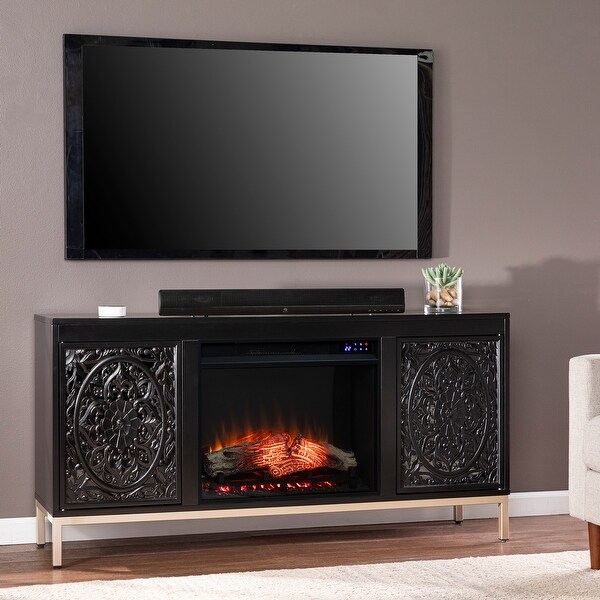 SEI Furniture Whitwell Black Wood Electric Fireplace Console On Sale Bed Bath Beyond 33781635