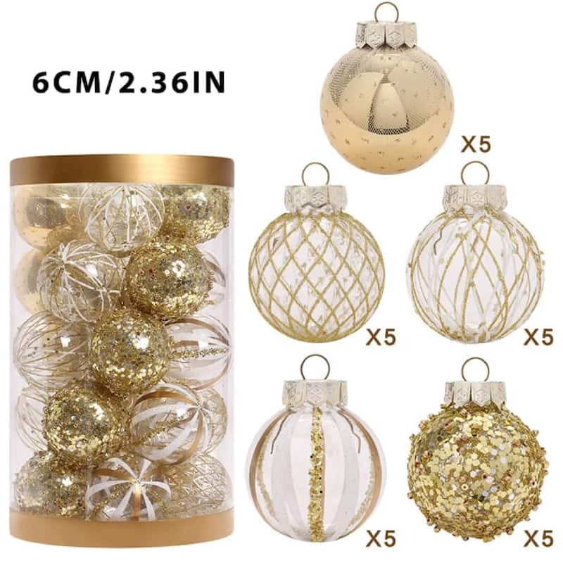 25 Pcs Christmas Decoration Ball Ornaments Set for Holiday Party Wedding - N/A