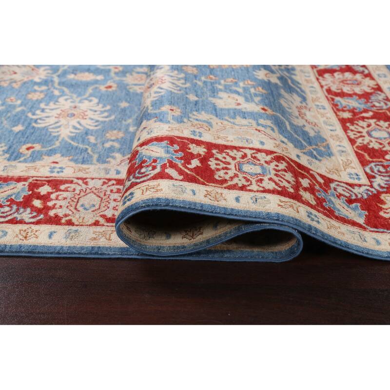 Vegetable Dye Blue Ziegler Oriental Area Rug Hand-knotted Wool Carpet - 5'11" x 8'10"