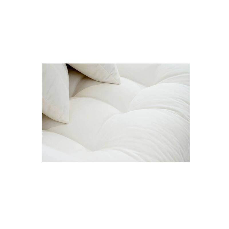 NADAAL STUDIOS Lioraelle Sofa, Soft Velvet Upholstery with Tufted Bench Seat and Six Back Cushions, Warm White