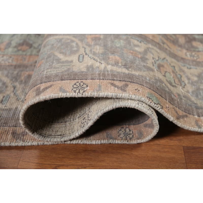 Hand Knotted Oriental 100% Wool Carpet Traditional Floral Green Tabriz Area Rug - 11' 7'' X 8' 1''