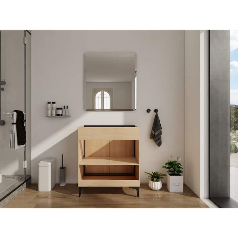 GDFStudio - Denton Modern Freestanding Bathroom Vanity Cabinet with Soft Close Doors, Metal Tripod, Sink NOT INCLUDED - 30"