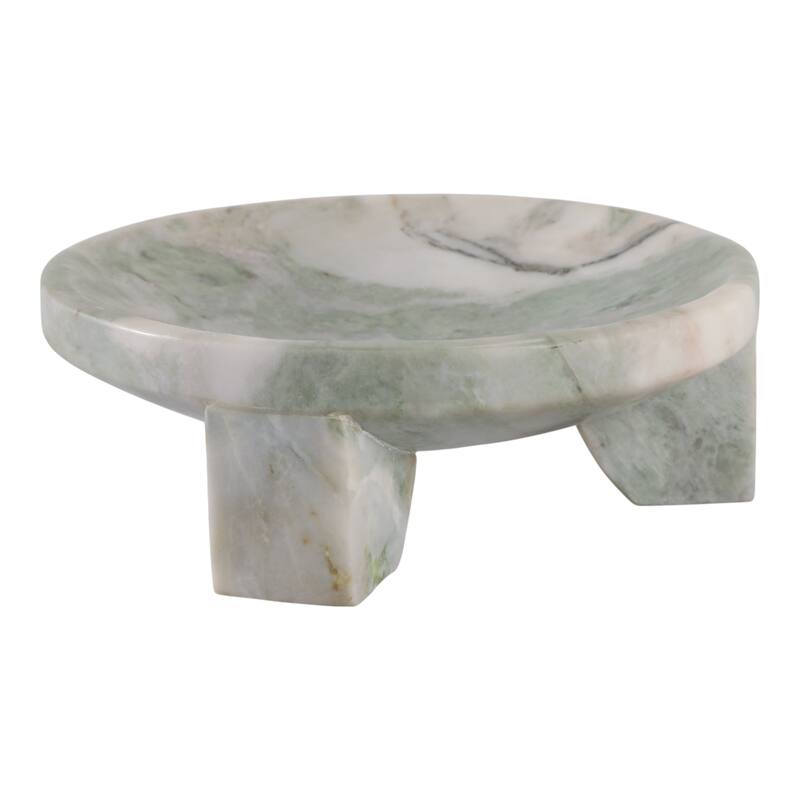 Marble Stone Bowl Fauna-Inspired Decorative Accent - 12" Green - 11.75" x 11.75" x 4"