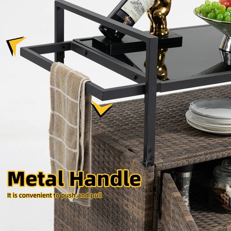 Tengbian mobile tea sailor cart, door storage mobile dining cart, three-level service dining cart, storage cabinet