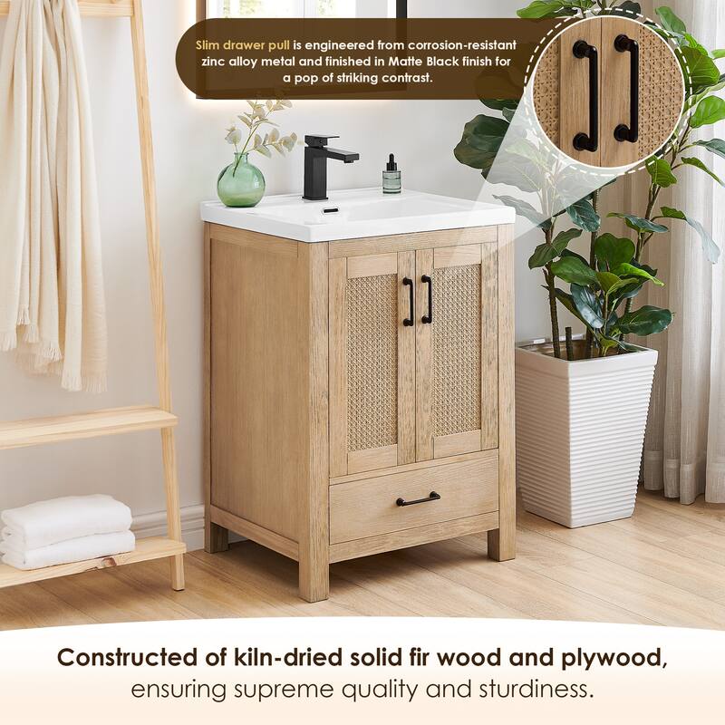 Bondi Bathroom Vanity in Light Brown with White Ceramic Drop-in Sink with Mirror
