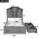 preview thumbnail 15 of 69, Wooden platform bed with house shaped storage headboard and drawers