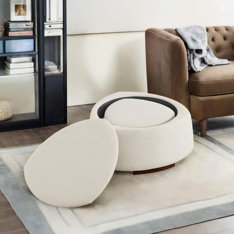 Bridget Storage Ottoman Set Stone-Shaped Footrest for Living Room