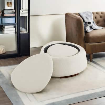 Bridget Storage Ottoman Set Stone-Shaped Footrest for Living Room
