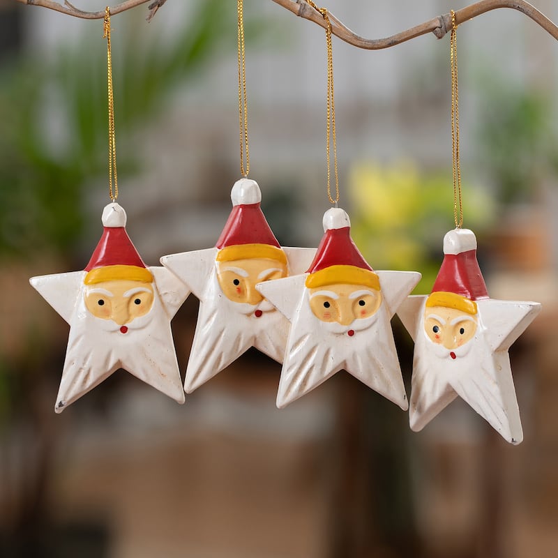 Novica Handmade Santa Constellation Wood Ornaments (Set Of 4)