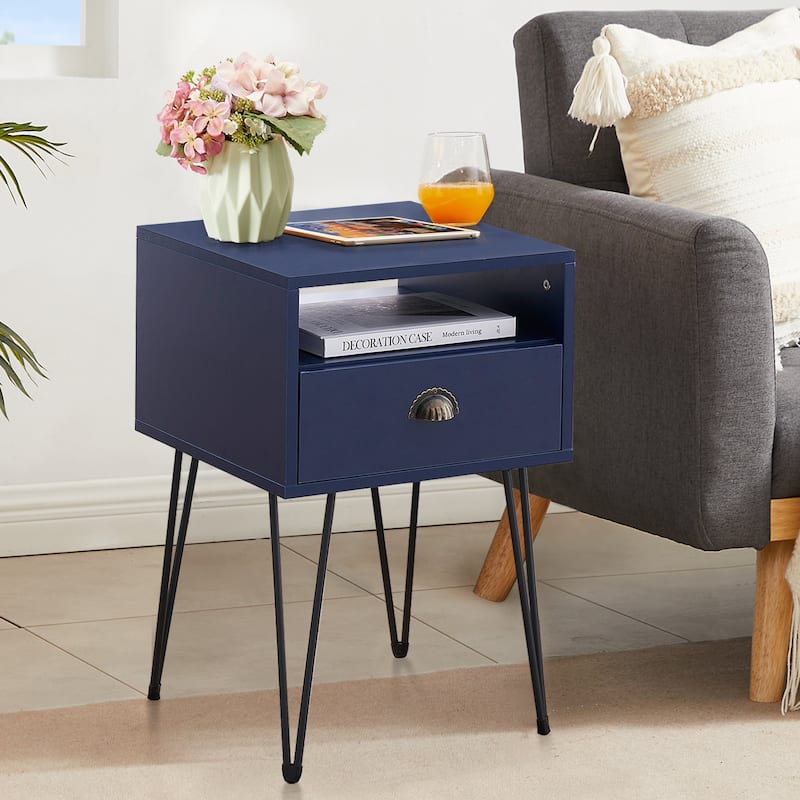 Taomika 2-Piece 1-Drawer Nightstand Set with Drawer Compact Open Shelf Bedside Table for Saving Space(Set of 2 )