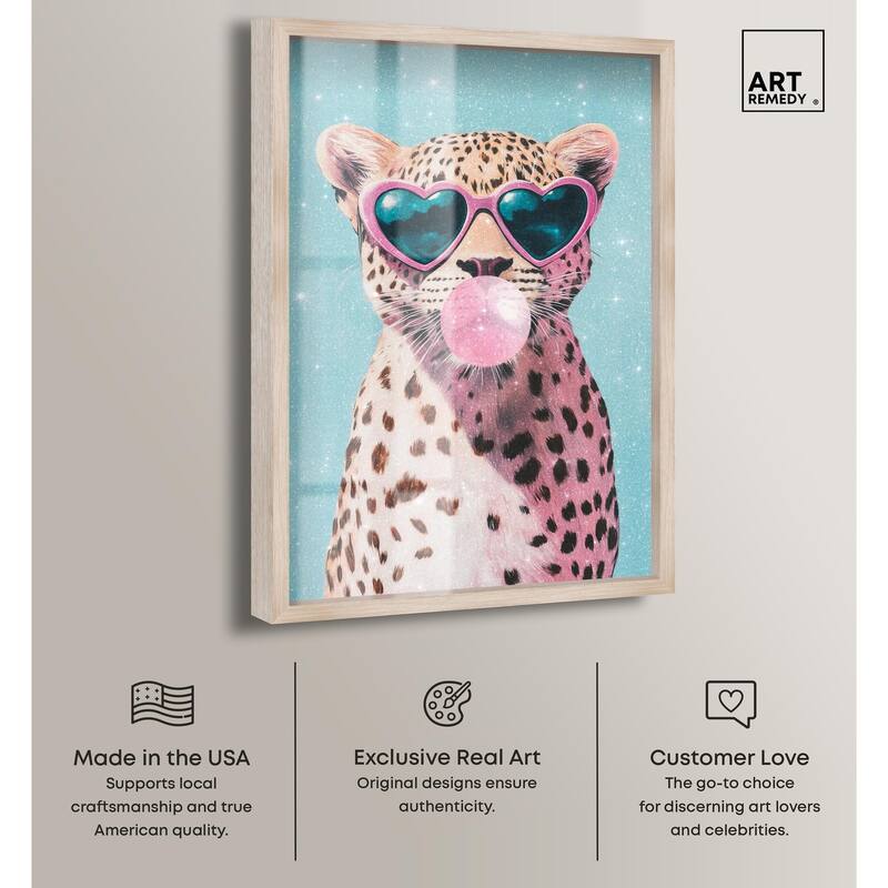 Pastel Cheetah Bubblegum Shadowbox by Art Remedy