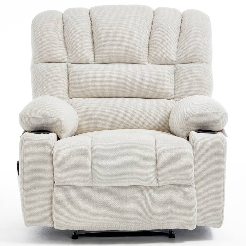 Massage Recliner Chair with Vibration & Heating, Ergonomic Single Sofa Chair, Recliner Chair with Side Pockets & 2 Cup Holders