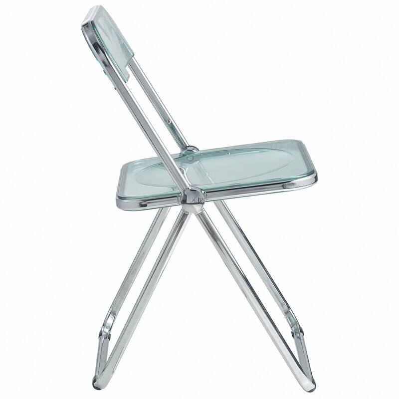 Lawrence Set of 4 Modern Clear Acrylic Transparent Folding Chair with Chrome Steel Frame for Condos and Apartments - 30"