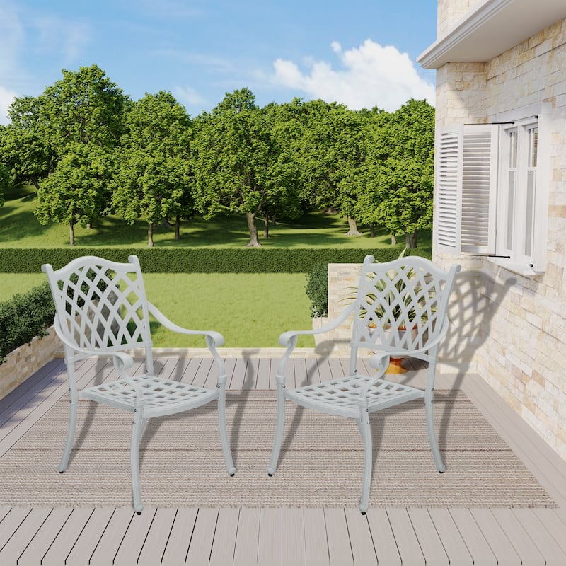 Clihome Cast Aluminum Patio Dining Chairs (Set of 2) - White