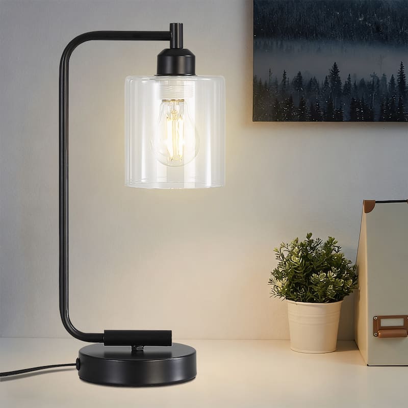 Sofuor Set of 2 Touch Control Table Lamps with Type-C and USB port 3-Way Dimmable Black , Glass Shade & 2 LED Bulbs Included