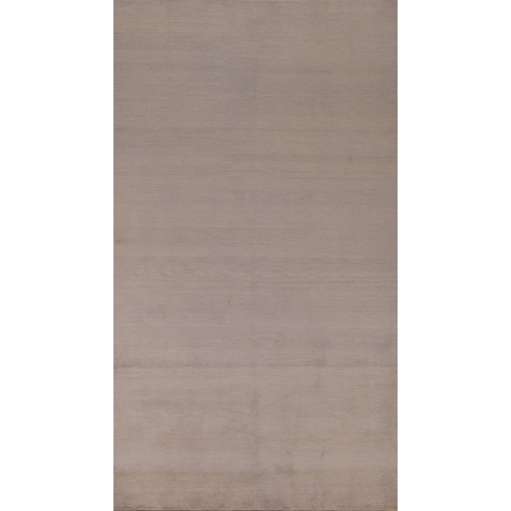 Hand Knotted Oriental 100% Wool Carpet Modern Solid Beige & Ivories Gabbeh Area Rug - 10' 3'' X 5' 2''