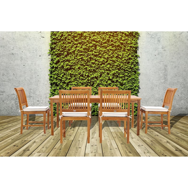 Chic Teak Bermuda Rectangular Teak Wood Patio Bistro Dining Table, 55 x 35 inch (Table Only)