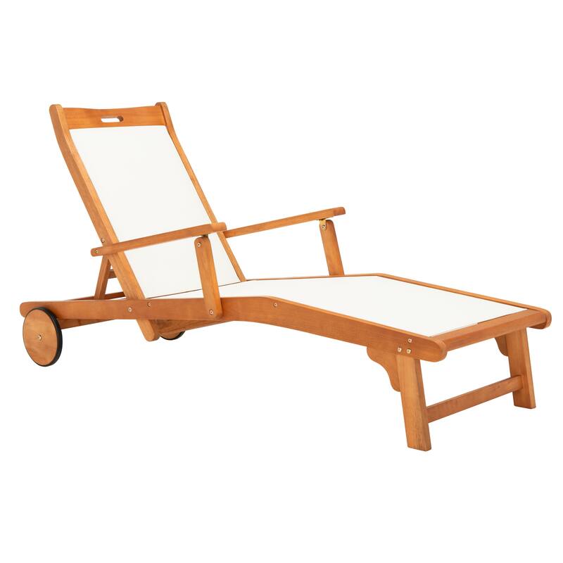 SAFAVIEH Outdoor Linie Sunlounger with Wheels - 25Wx36Dx71H