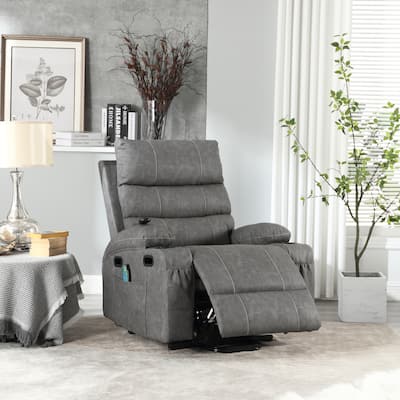 Electric Power Lift Recliner Sofa with 8 Point Vibration Massage, Heating, Adjustable Timer, Remote Control and Cup Holder