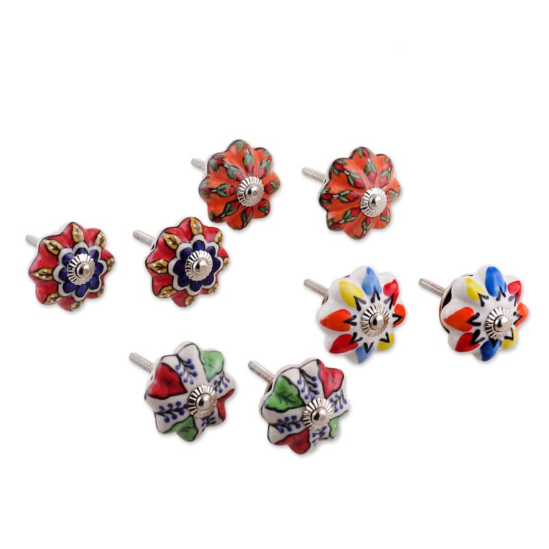 Novica Handmade Vibrant Utopia Ceramic Knobs (Set Of 8)