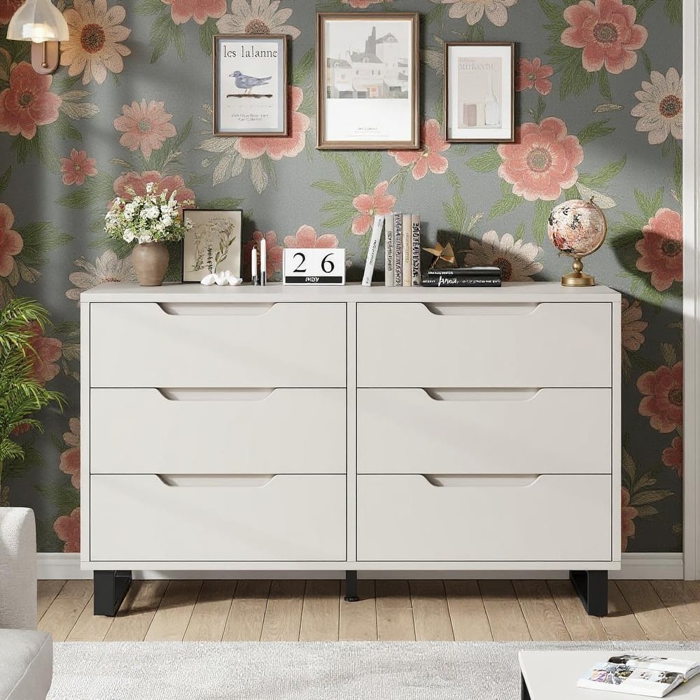 6 Drawers Wood Dressers, with Storage, 47.2"