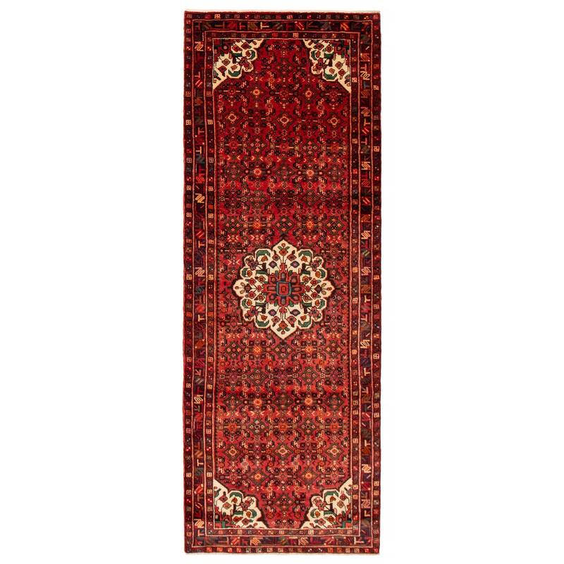 ECARPETGALLERY Hand-knotted Andelz Red Wool Rug - 3'9 x 10'5 - Red - 3'9 x 10'5