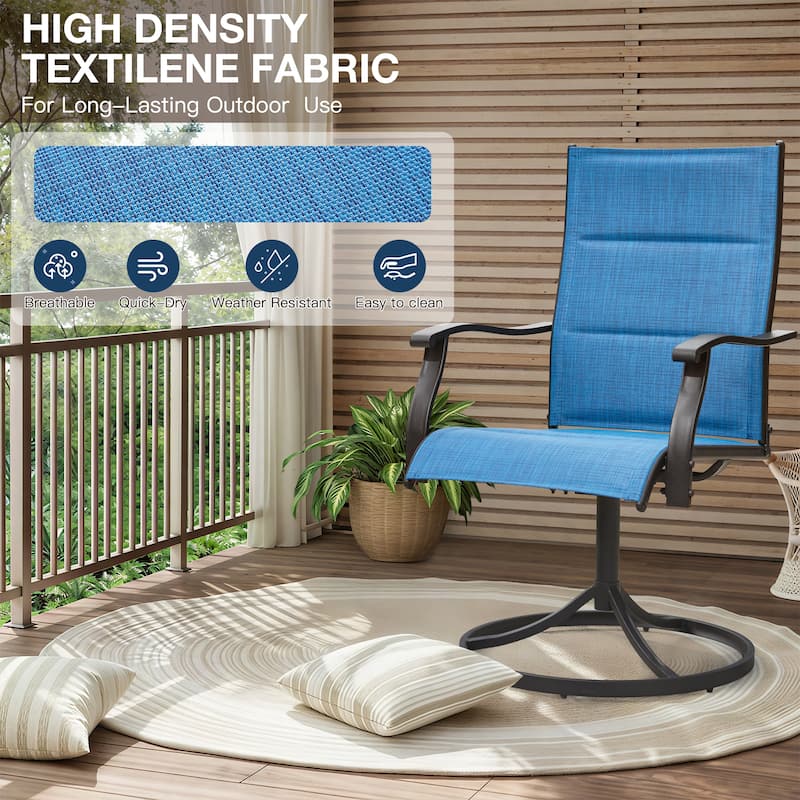 EROMMY Outdoor Swivel Patio Chairs 2/4 Pack, High-Back Textilene Dining Rocker Chairs with Metal Frame