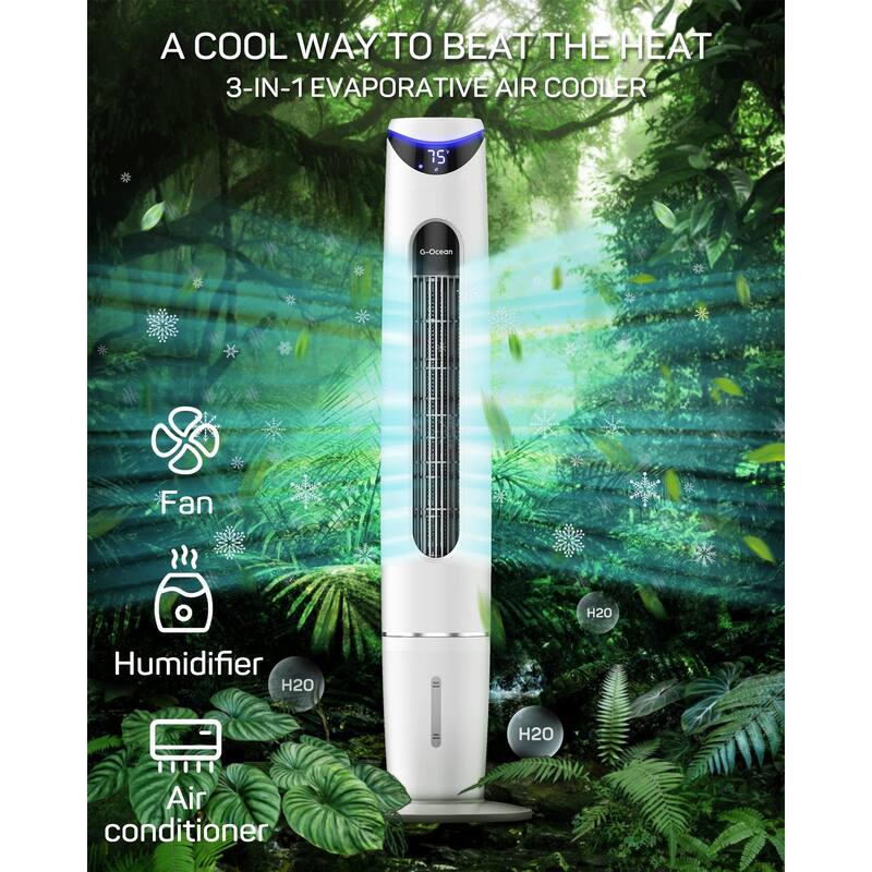 White Oscillating Timer Modern Tower Fan with Remote Control