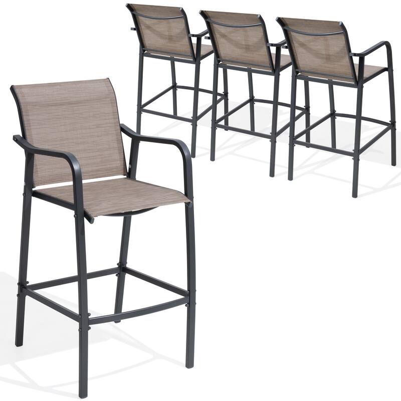 Lightweight Bar Height Barstools Outdoor Bar Stools Patio Bar Chairs - 21.3" W x 22.5" D x 44" H - Espresso - 4PC