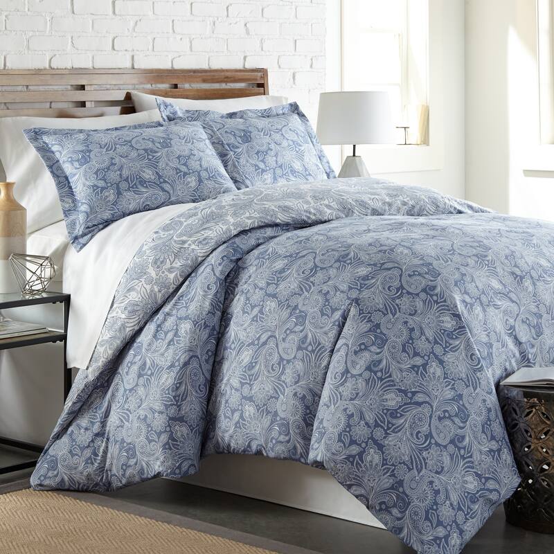 Vilano Plush All Seasons Perfect Paisley Down Alternative 3-piece Comforter - King - Blue - 3 Piece