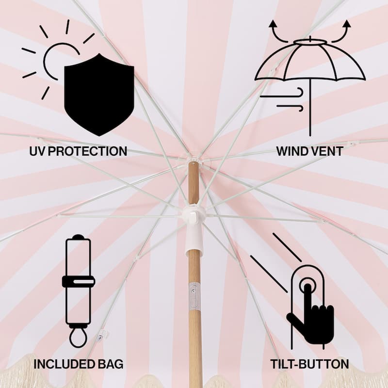 Mariner 6.5ft Classic Fringe Umbrella w/ Tilt & Bag