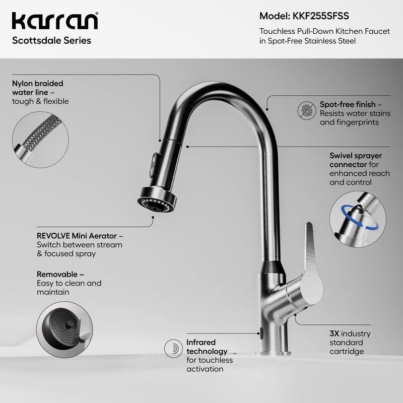 Karran Scottsdale Single-Handle Pull-Down Sprayer Touchless Kitchen Faucet